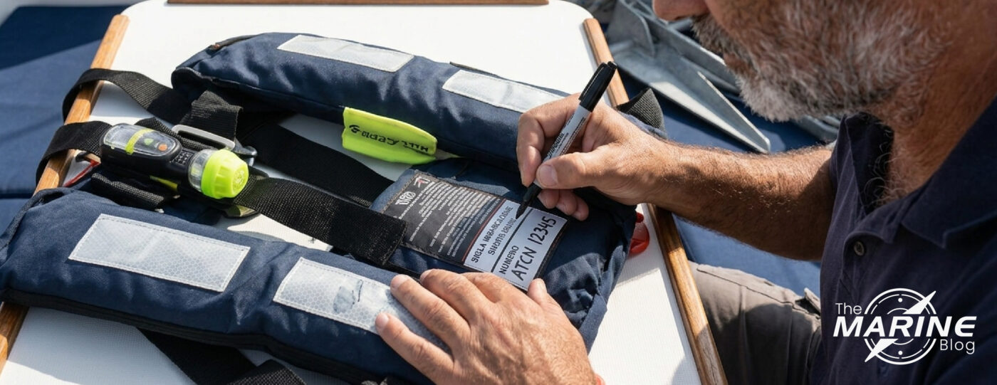 gilet-de-sauvetage-avec-lumière-et-numéro-d-immatriculation-du-bateau